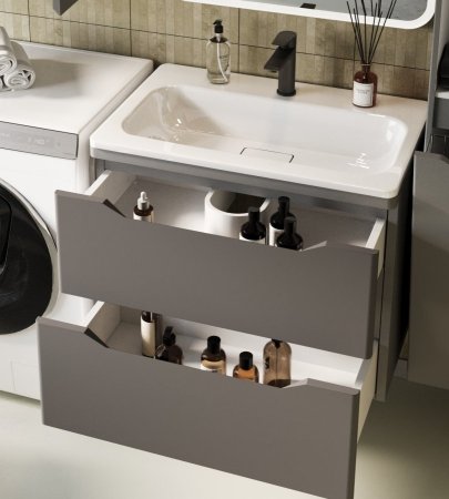 Тумба подвесная "Марелла 70" (2 ящ.) Люкс антискрейтч серый, PLUS 