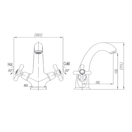 Смеситель для раковины Landberg LB-2501-F03 Хром 