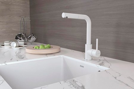 Смеситель Paulmark Kassel Ka214311-431TW для кухонной мойки, белый 