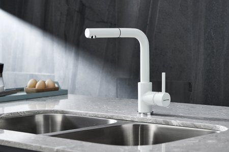 Смеситель Paulmark Kassel Ka214311-431TW для кухонной мойки, белый 