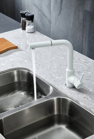 Смеситель Paulmark Kassel Ka214311-431TW для кухонной мойки, белый 