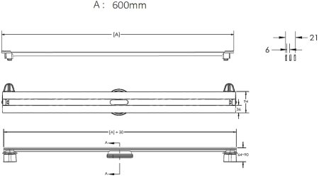 Душевой лоток Berges Super Slim 600 091152 с решеткой Хром глянец 