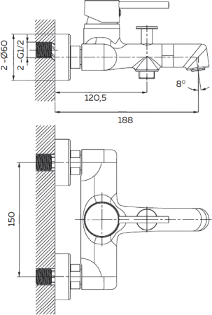 Смеситель для ванны AltroBagno Intento 0218 Cr 