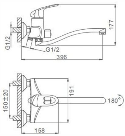Смеситель для ванны Frap H05 F2205 универсальный Хром 