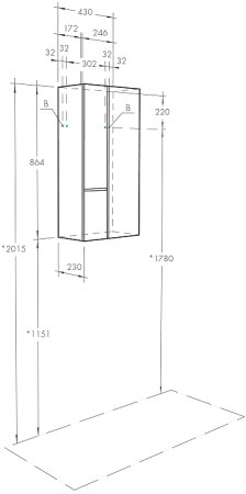Подвесной шкаф Aquaton Мишель 43 1A243903MIX30 Дуб фьорд Дуб рустикальный 