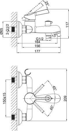 Смеситель D&K Rhein Schiller DA1463201 для ванны с душем 