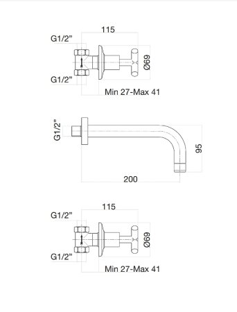Смеситель для раковины Fiore XT 25CR0527 Хром 