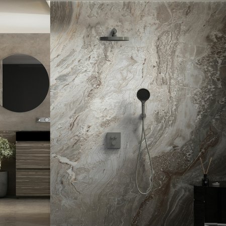 Душевая система Vincea Inspire VSFW-3I21T2GM с термостатом Вороненая сталь 