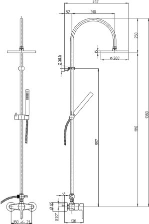 Душевая система Paini 92CR6891P1 Хром 
