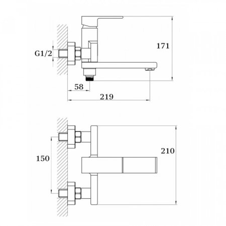 Cмеситель для ванны GANZER GZ28032С BLACK 
