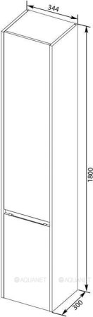 Шкаф-пенал для ванной Aquanet Клио 35 белый глянец/Дуб Веллингтон 