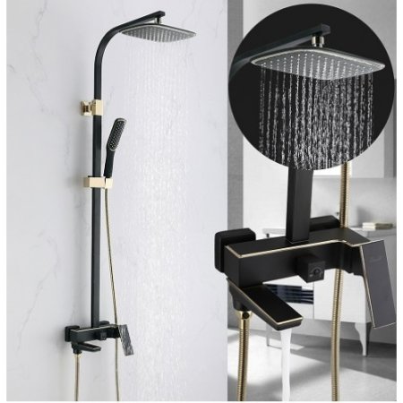 Душевая система Faop A2406-6 чёрная / золото 