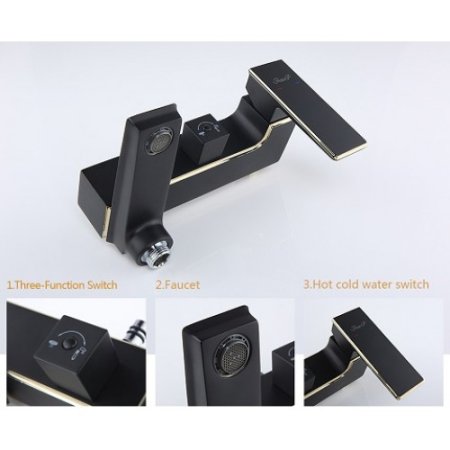 Душевая система Faop A2406-6 чёрная / золото 