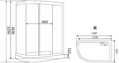 Душевая кабина Timo Standart T-1102 P R 