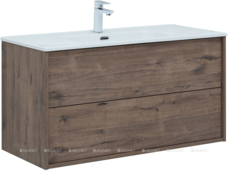 Тумба c раковиной Aquanet Lino 100 (Flat) дуб веллингтон 