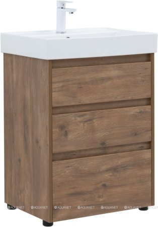 Тумба с раковиной Aquanet Nova Lite 60 дуб рустикальный (3 ящика) 