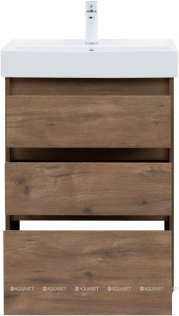 Тумба с раковиной Aquanet Nova Lite 60 дуб рустикальный (3 ящика) 