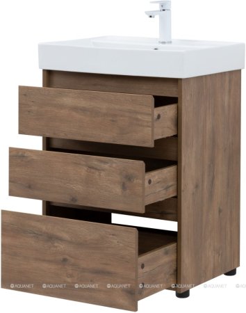 Тумба с раковиной Aquanet Nova Lite 60 дуб рустикальный (3 ящика) 