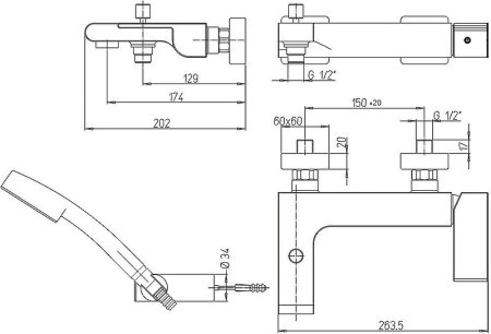 Смеситель для ванны Paini Atacama WWCR105E Хром 
