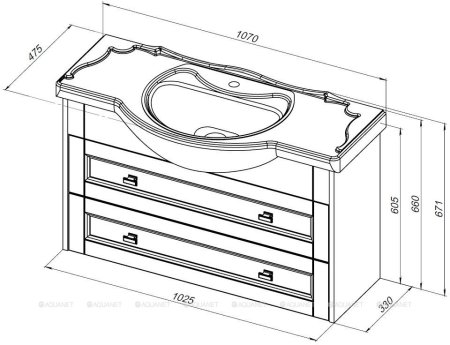 Тумба с раковиной Aquanet Монте 105 белый матовый 