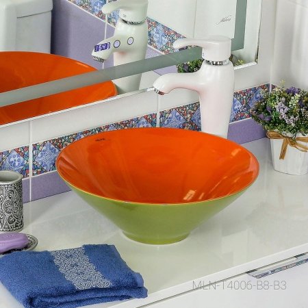 Раковина-чаша Melana 38 MLN-T4006-B8+B3 Салатовая Красная 