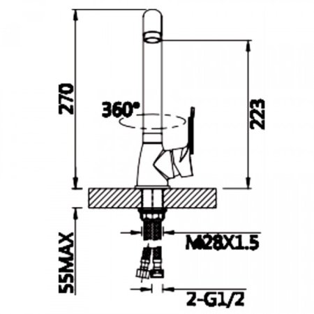 Смеситель для кухни с гибким изливом ViEiR V023521-C Хром/Черный 