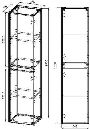 Шкаф пенал Vincea Chiara/Luka 35 VSC-2CL150NO подвесной N.Oak 