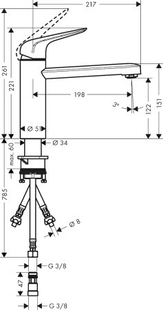 Смеситель Hansgrohe Focus M42 71804000 для кухонной мойки, хром 