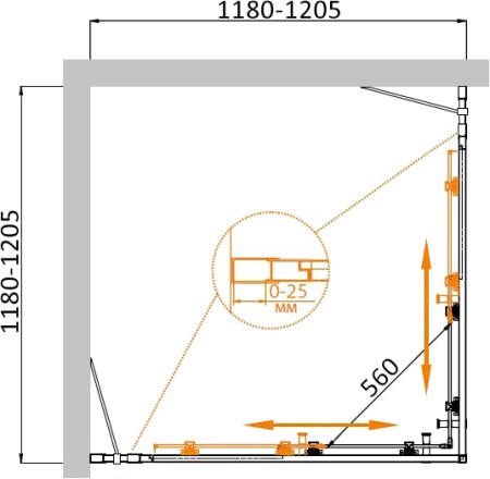 Душевой уголок Cezares Molveno A 22 100+20 C Cr IV 