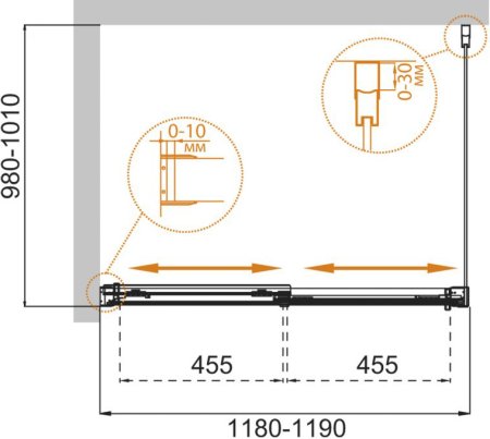 Душевой уголок Cezares Tandem Soft AH-2-120/100-C-Cr-IV стекло прозрачное 