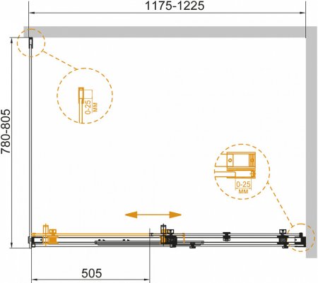 Душевой уголок Cezares Stylus Soft AH 1 120/80 C Cr 