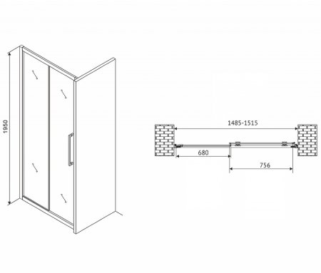 Душевая дверь Abber Schwarzer Diamant 150 AG30150MH профиль Хром стекло матовое 