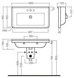 Раковина Hatria Erika Pro 80 см 
