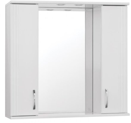 Зеркало со шкафом Style Line Эко стандарт Панда 80 С с подсветкой Белый глянец 