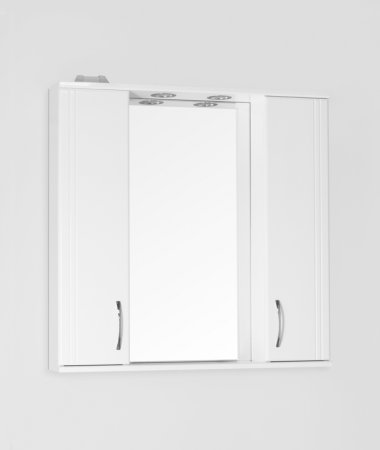 Зеркало со шкафом Style Line Эко стандарт Панда 80 С с подсветкой Белый глянец 