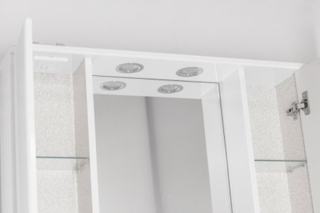 Зеркало со шкафом Style Line Эко стандарт Панда 80 С с подсветкой Белый глянец 