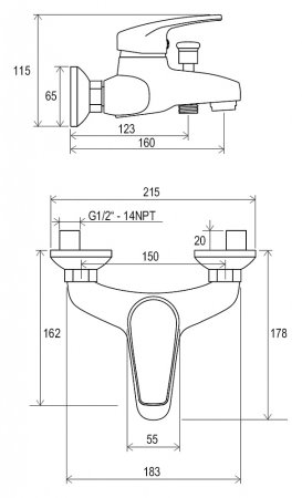 Смеситель Ravak Neo NO 022.00/150 для ванны с душем 