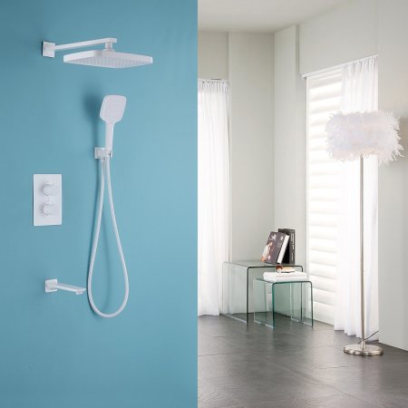 Душевая система Abber Weiss Insel AF8050W с термостатом Белая 