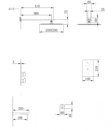 Душевая система Abber Weiss Insel AF8050W с термостатом Белая 