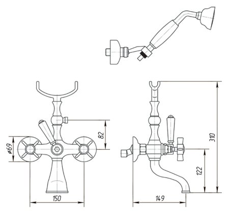 Смеситель Migliore Princeton ML.PRN-802 Cr для ванны с душем 