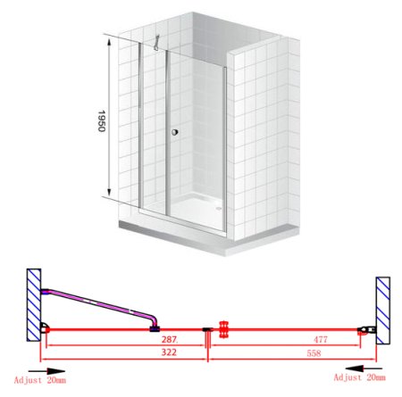 Душевая дверь в нишу Cezares Elena B11 30/60 P Cr R 