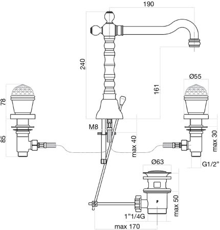 Смеситель для раковины Fiore XT SKY (SWAROVSKI®) 17CR0637, хром 