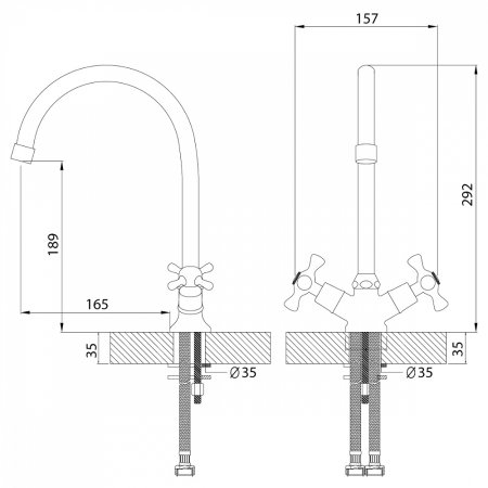 Смеситель для кухни Rossinka H02-72R Хром 