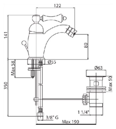 Смеситель Cezares Margot BSM1-BLC для биде, белый 