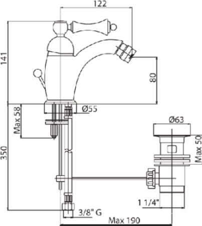 Смеситель Cezares Margot BSM1-BLC для биде, белый 