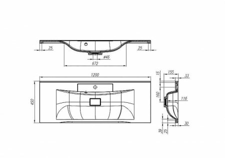 Раковина BelBagno 120 BB1200/450-LV-MR-PR Белая 