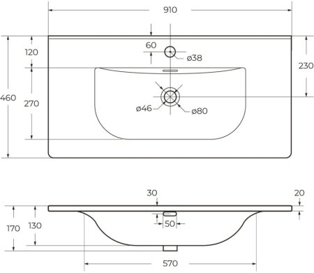Керамическая раковина BelBagno BB-8099-90 