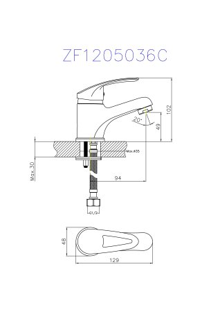 Смеситель однорычажный для раковины HAIBA CRON CN1039 
