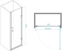 Душевая дверь на петлях, распашная дверь RGW PA-06b 600