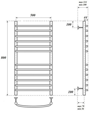 Полотенцесушитель электрический Point Альфа PN05158SE П12 500x800 левый/правый, хром 